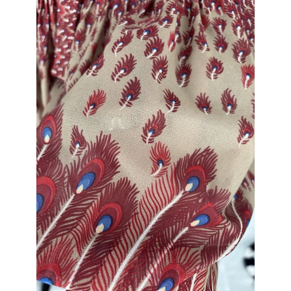 Vintage Top Act Y2K Boho Midi Dress Made USA Border Print Peasant Flower Child - Picture 7 of 16